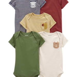 Kit body bebê 5 peças bolsos bichinhos multicor |