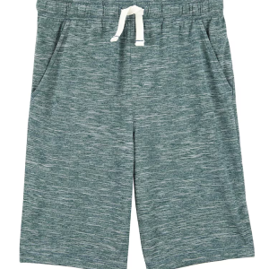 Bermuda de moletom infantil com fios mesclados verde |