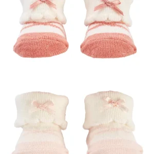 Kit meia bebê 2 pares punho dobrado com laço rosa | Carter's