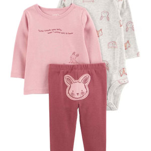 Conjunto longo bebê 3 peças mescla coelhinho multicor | Carter's