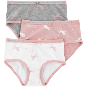 Kit calcinha infantil 3 peças unicórnios rosa |