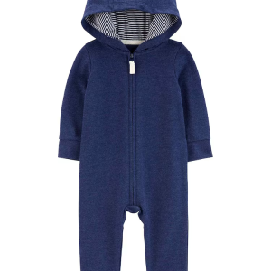 Macacão bebê com capuz azul |
