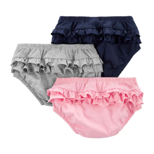 Kit Tapa Fralda Bebê 3 Peças Azul Marinho/Cinza Mescla/Rosa Claro Tam RN a 24 Meses