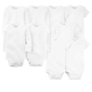 Enxoval bebê 9 peças manga curta e longa branco |