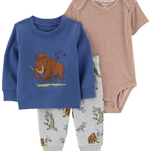 Conjunto longo bebê 3 peças de moletom mamute multicor |