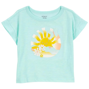 Camiseta infantil manga curta sol azul |