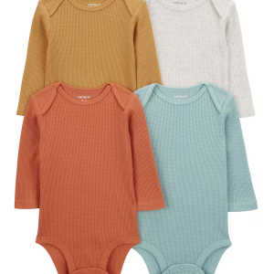 Kit body bebê 4 peças nuvens liso multicor | Carter's