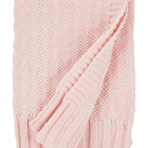 Cobertor bebê de tricot trabalhado rosa