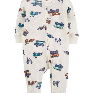 Macacão bebê texturizado caminhões branco |