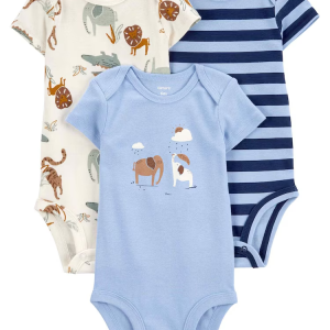 Kit body bebê 3 peças leão e elefante multicor |