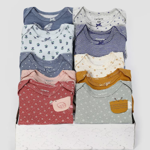 Kit body bebê 10 peças borboletas abelhas e corações + caixa presente M multicor | Carter's