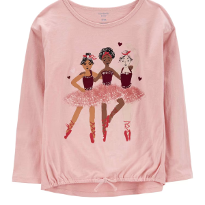 Camiseta infantil com elástico bailarinas rosa |