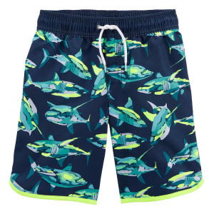 Bermuda água infantil com cordão tubarões azul |
