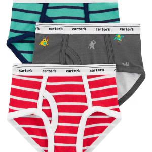 Kit cueca infantil slip 3 peças listradas e monstrinhos cinza |