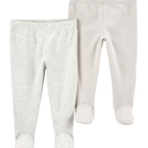 Kit calça bebê 2 peças cós elástico listrado multicor |