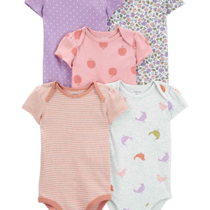 Kit body bebê 5 peças floral listras poá multicor | Carter's