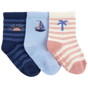 Kit meia bebê 3 pares listras coqueiro multicor |