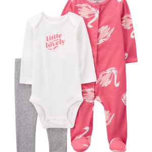 Conjunto longo bebê 3 peças com elástico flamingo multicor | Carter's