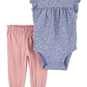 Conjunto longo bebê 2 peças floral texturizado multicor | Carter's