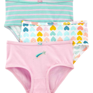 Kit calcinha infantil 3 peças corações rosa |