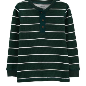 Camiseta infantil listrada manga longa verde |