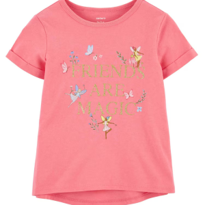 Camiseta Infantil Manga Curta Lettering Rosa Tam 2 a 5