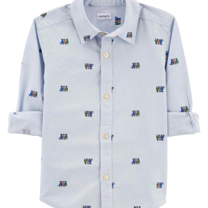 Camisa infantil dinossauro manga longa azul |