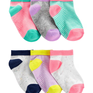 Kit Meia Cano Curto Infantil 6 Pares Multicor Tam 2 a 4